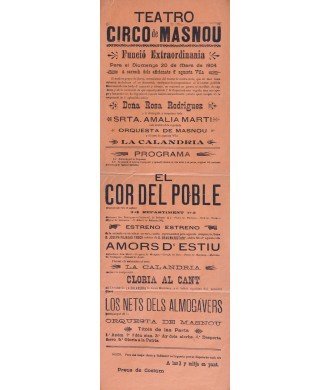 PROGRAMA. CIRCO EL MASNOU. VETLLADA COMICH-LIRICA. 1906