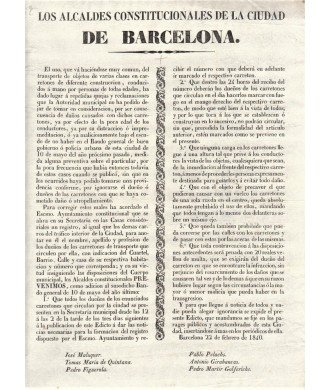LOS ALCALDES CONSTITUCIONALES DE LA CIUDAD DE BARCELONA. 1840. CARRETONES