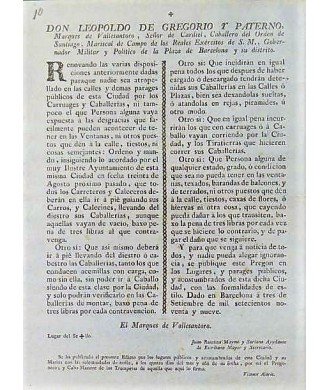 LEOPOLDO DE GREGORIO GOVERNOR BARCELONA 1799. CARRIAGES AND CAVALRY