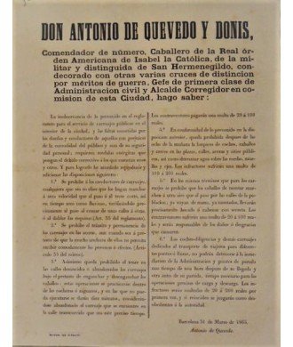 ANTONIO DE QUEVEDO. MAYOR. BARCELONA 1865. CARRIAGES