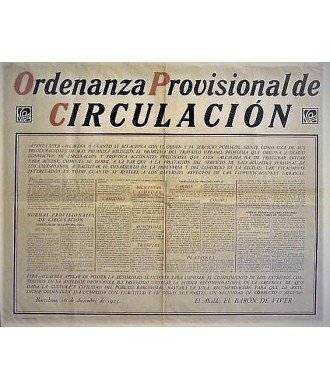 PROVISIONAL CIRCULATION ORDINANCE. BARCELONA 1925.