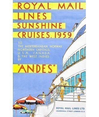 ROYAL MAIL LINES SUNSHINE CRUISES 1959 'ANDES'