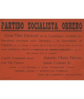 PARTIDO SOCIALISTA OBRERO - GRAN MITIN